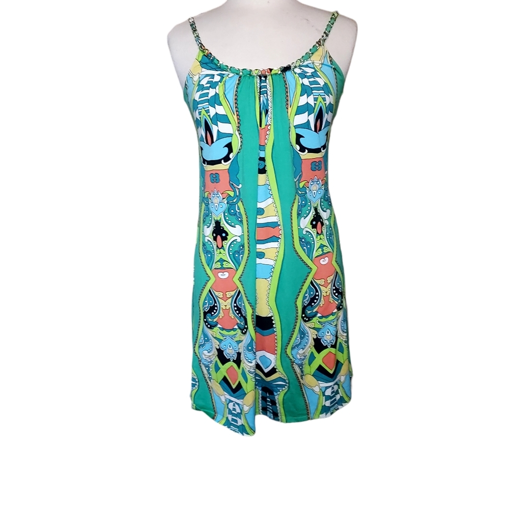 Prelude Dress S Midi Tank Colorful Abstract  dimensions pit-pit 16.5", waist 38"